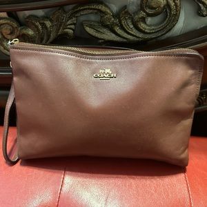 Authentic COACH large brown wristlet